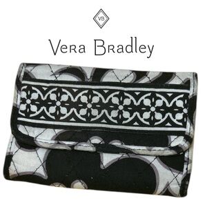 Vera Bradley Night & Day Euro Black and White Tri-Fold‎ Wallet